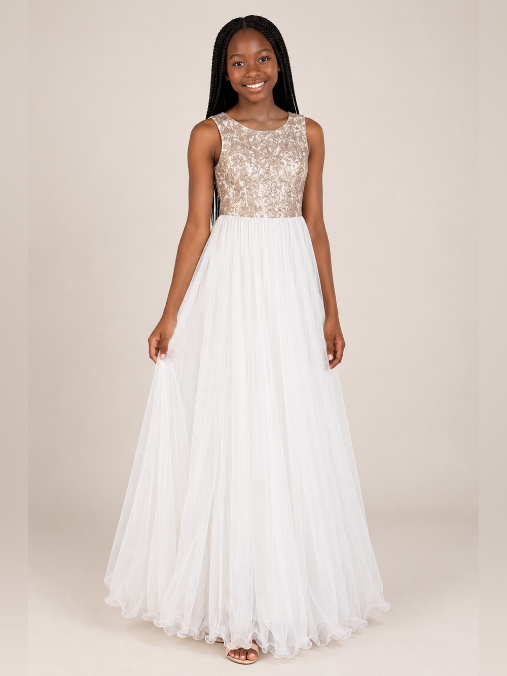 Speechless Ivory Dress with Champagne Sequin Bodice
